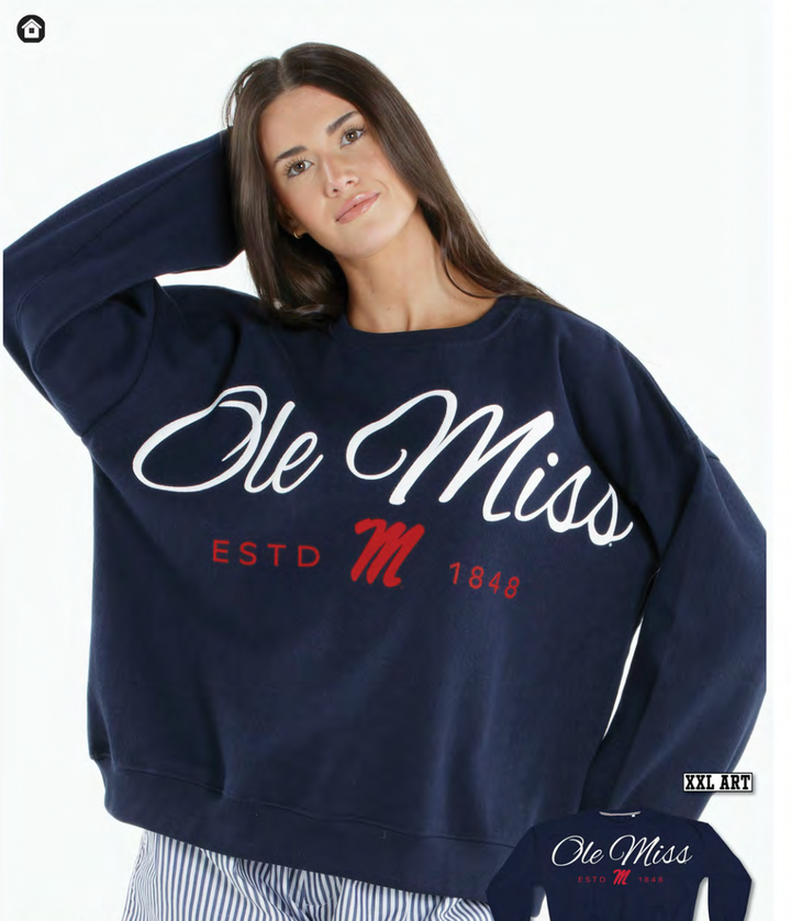 Pressbox Ole Miss Alexis Script Crewneck