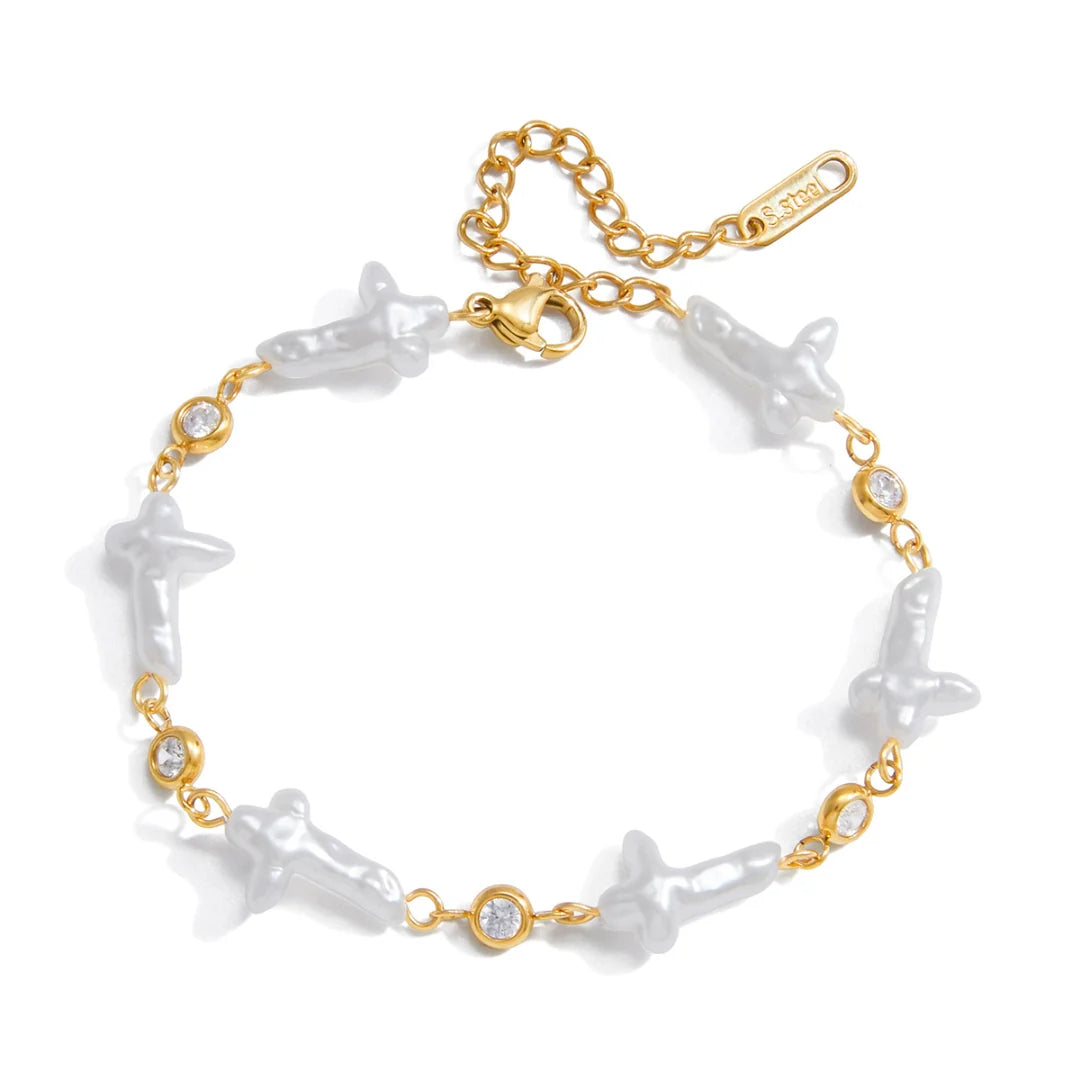 Hope Pearl Cross Bracelet