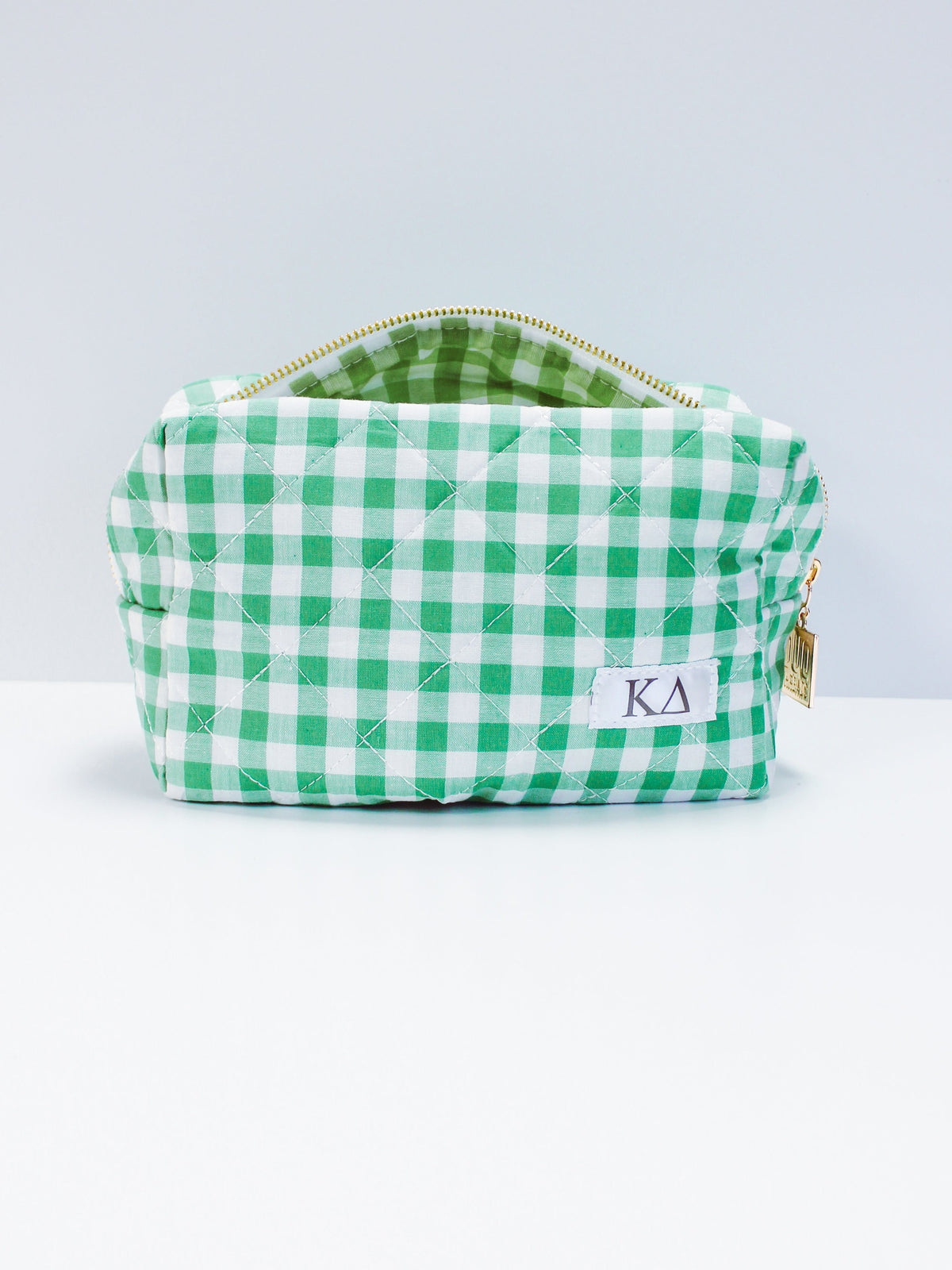 Gingham Quilted Makeup Bag