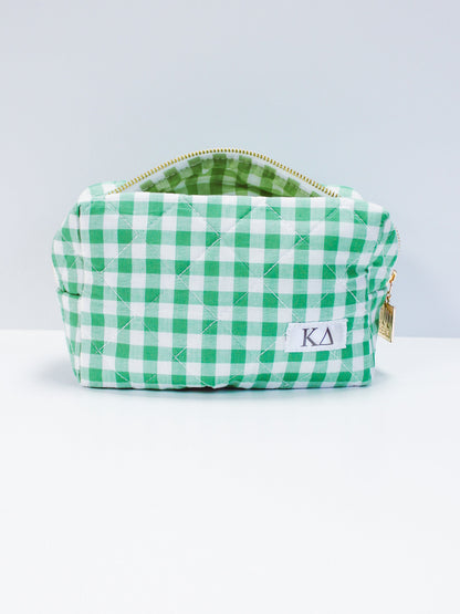 Gingham Quilted Makeup Bag