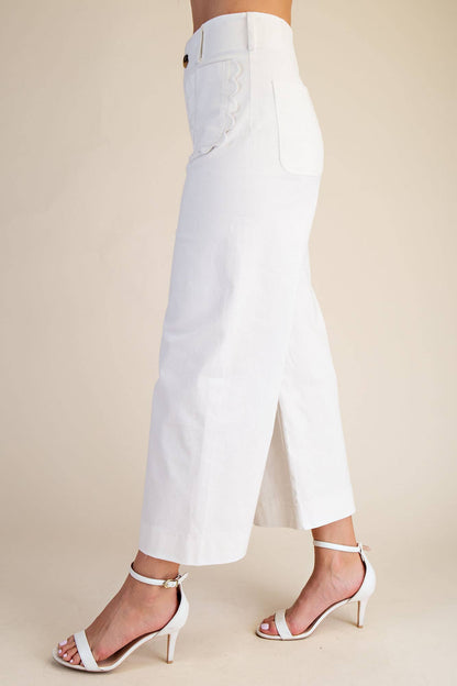 Colette Wide-Leg Scallop Pocket Pants - Reorder Friendly