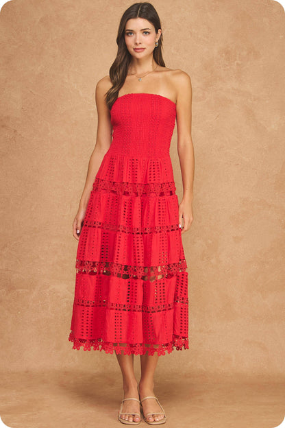 Eyelet Lace Tube Dress