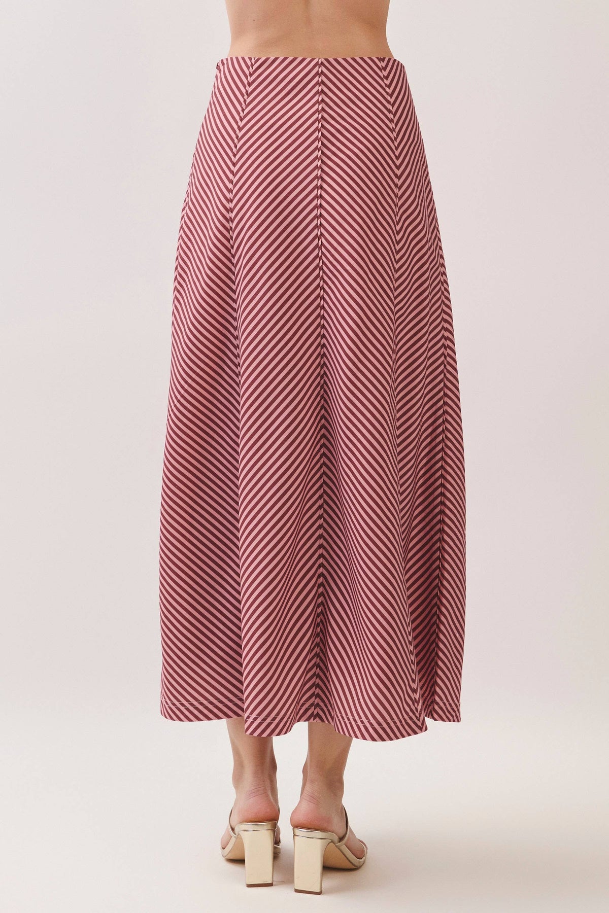CS4115-Bias Stripe A-Line Midi Skirt
