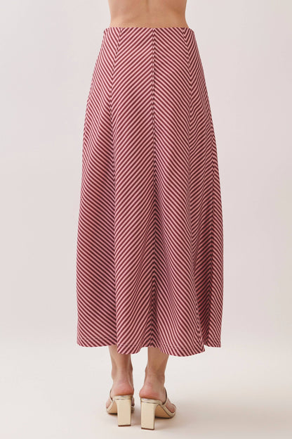 CS4115-Bias Stripe A-Line Midi Skirt
