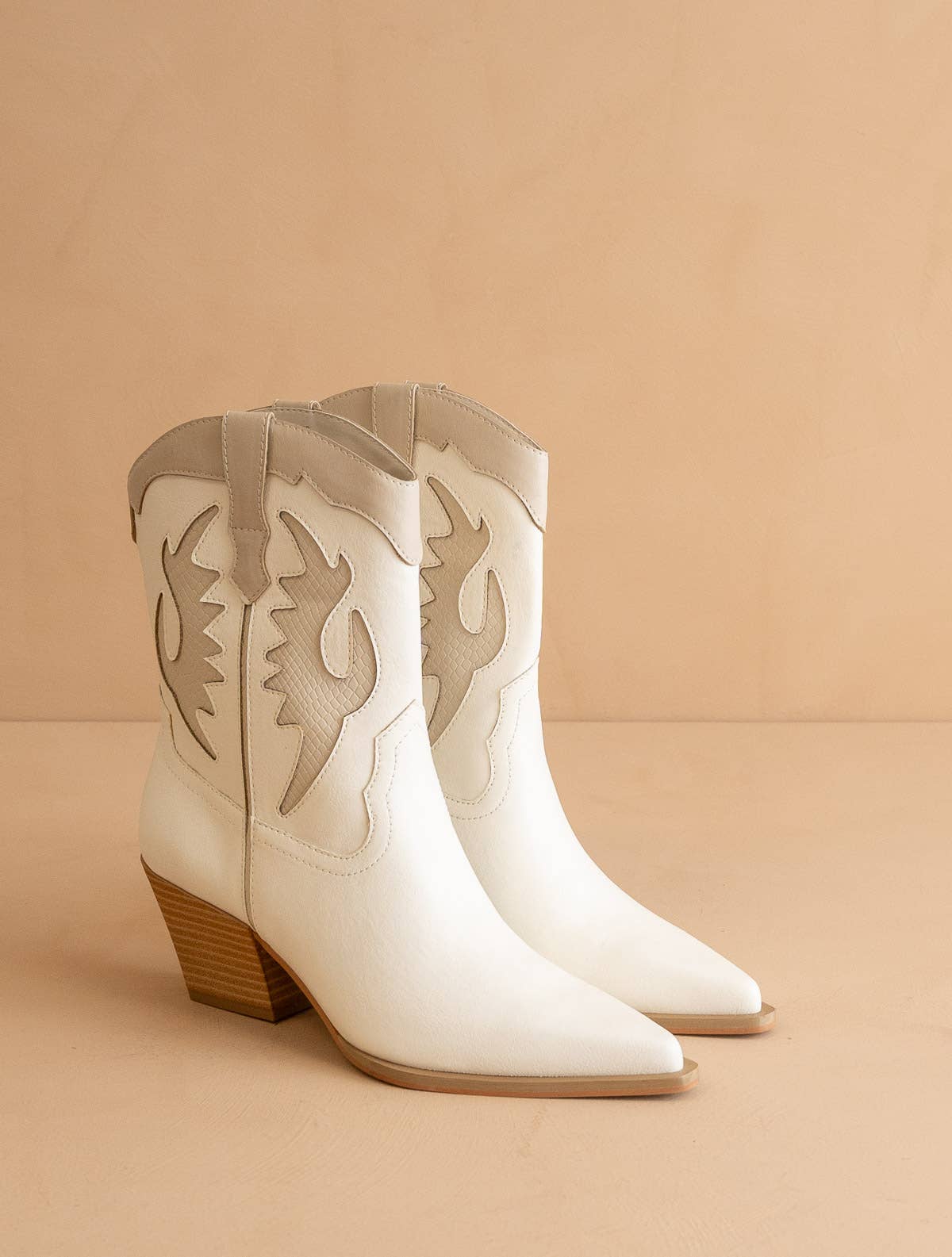 The Houston White | Layered Panel Cowboy Western Fall Boot