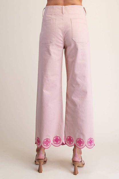 Colette Scallop-Hem Wide-Leg Pants