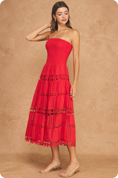 Eyelet Lace Tube Dress