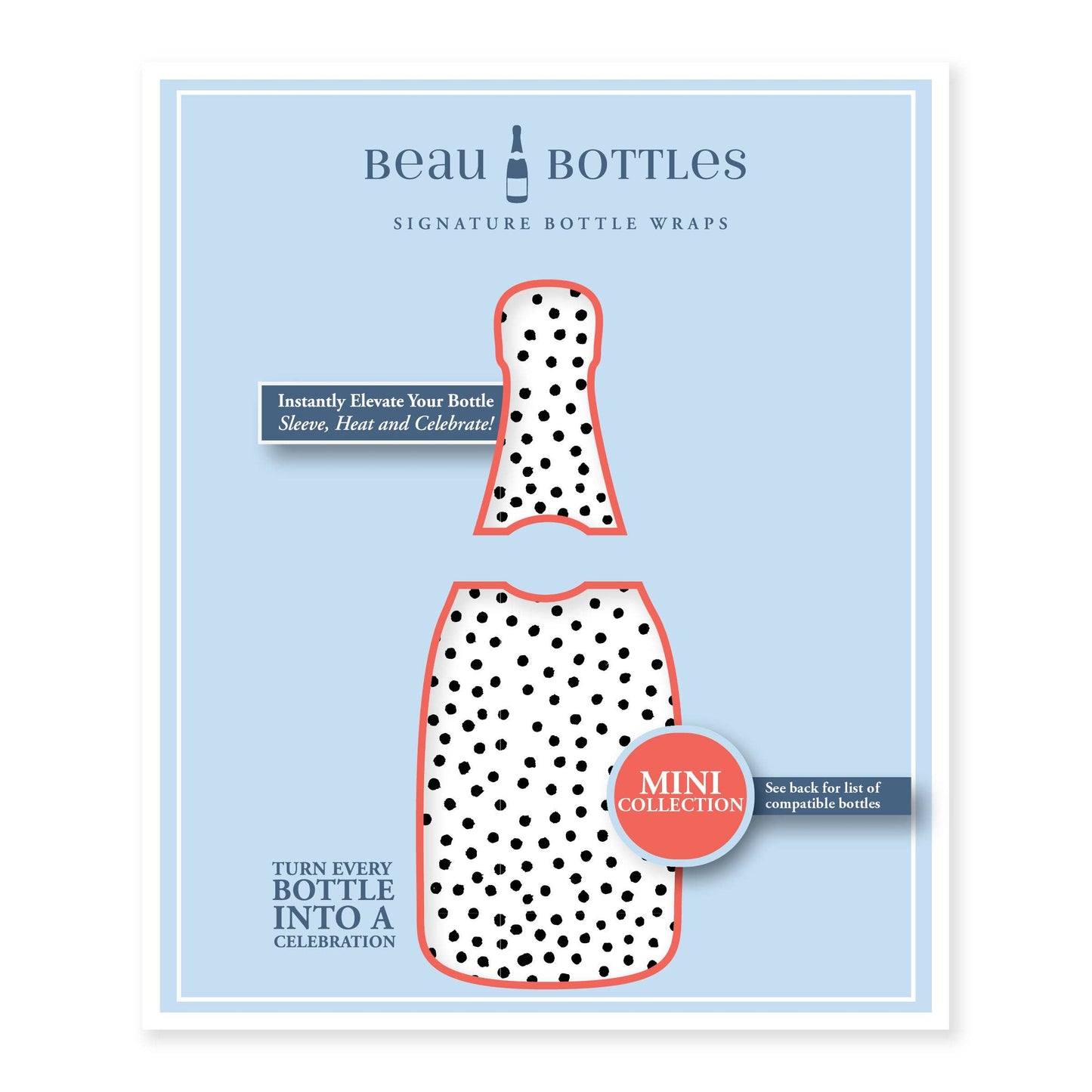 Black & White Dots Mini Prosecco Wraps (Set of 3)