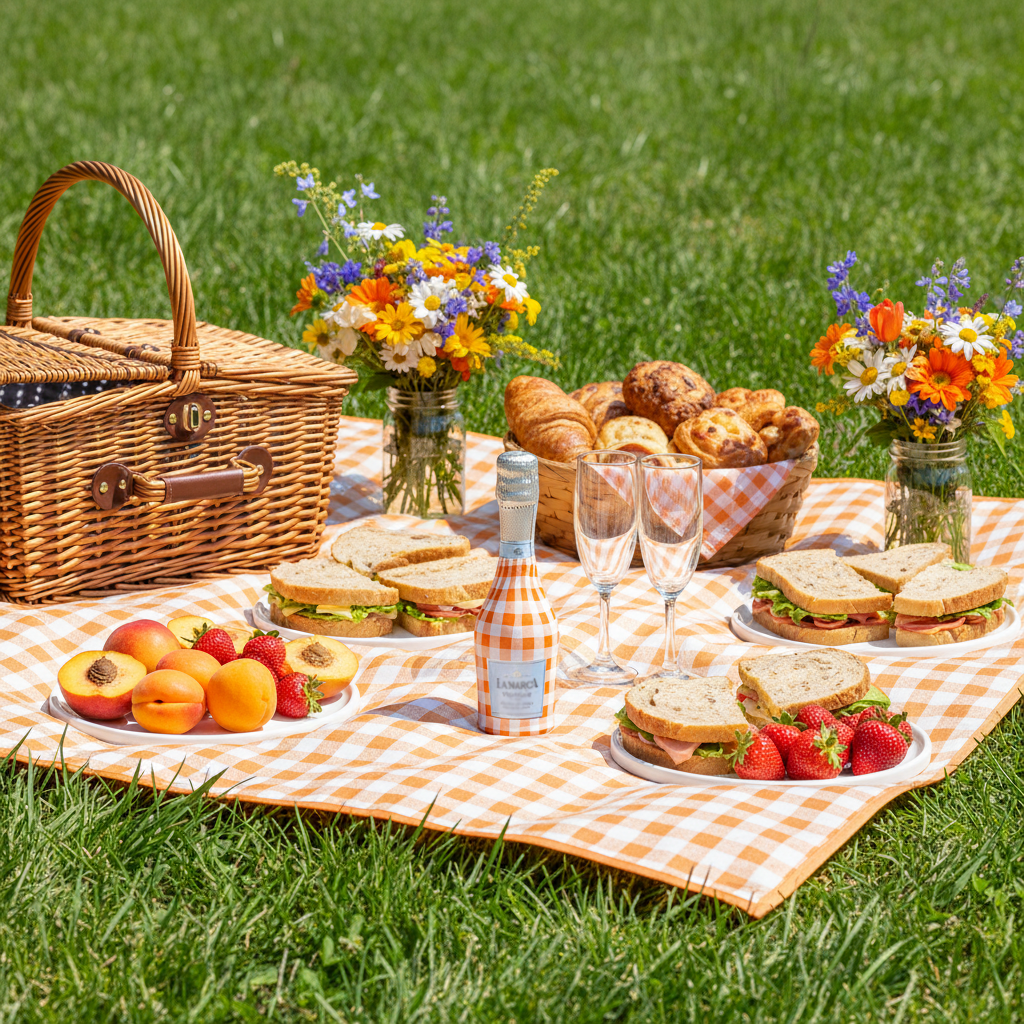 Orange & White Gingham Mini Prosecco Wraps (Set of 3)