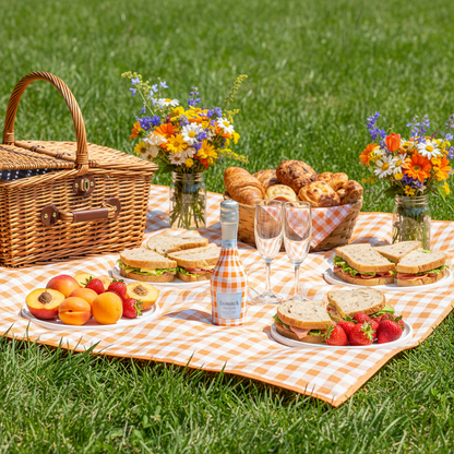 Orange & White Gingham Mini Prosecco Wraps (Set of 3)