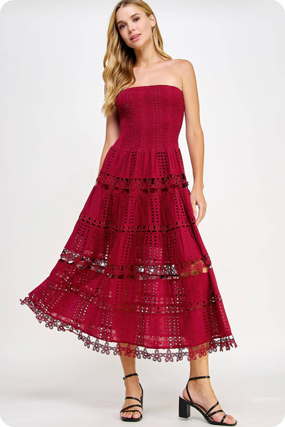 Eyelet Lace Tube Dress