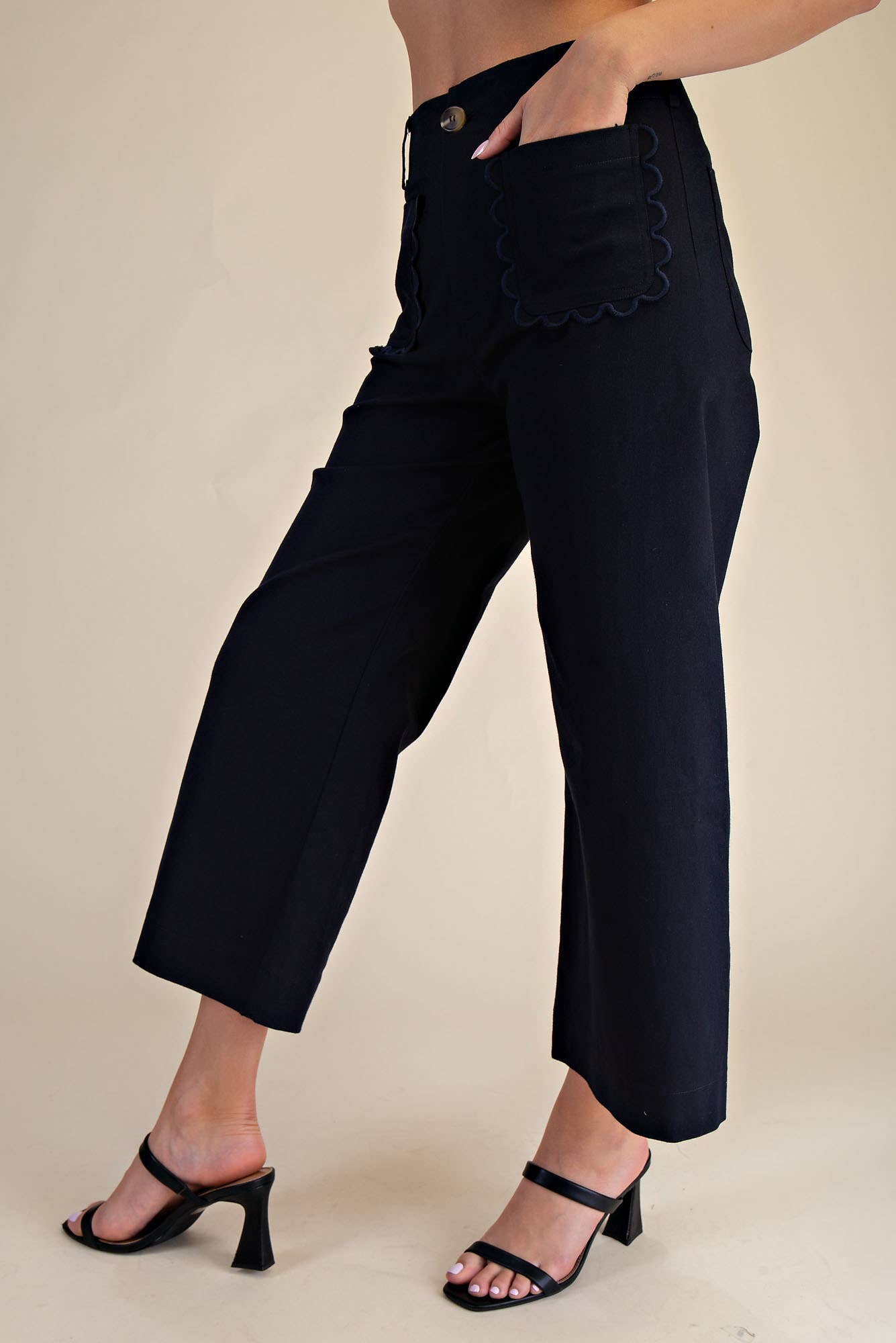 Colette Wide-Leg Scallop Pocket Pants - Reorder Friendly