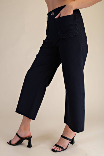 Colette Wide-Leg Scallop Pocket Pants - Reorder Friendly