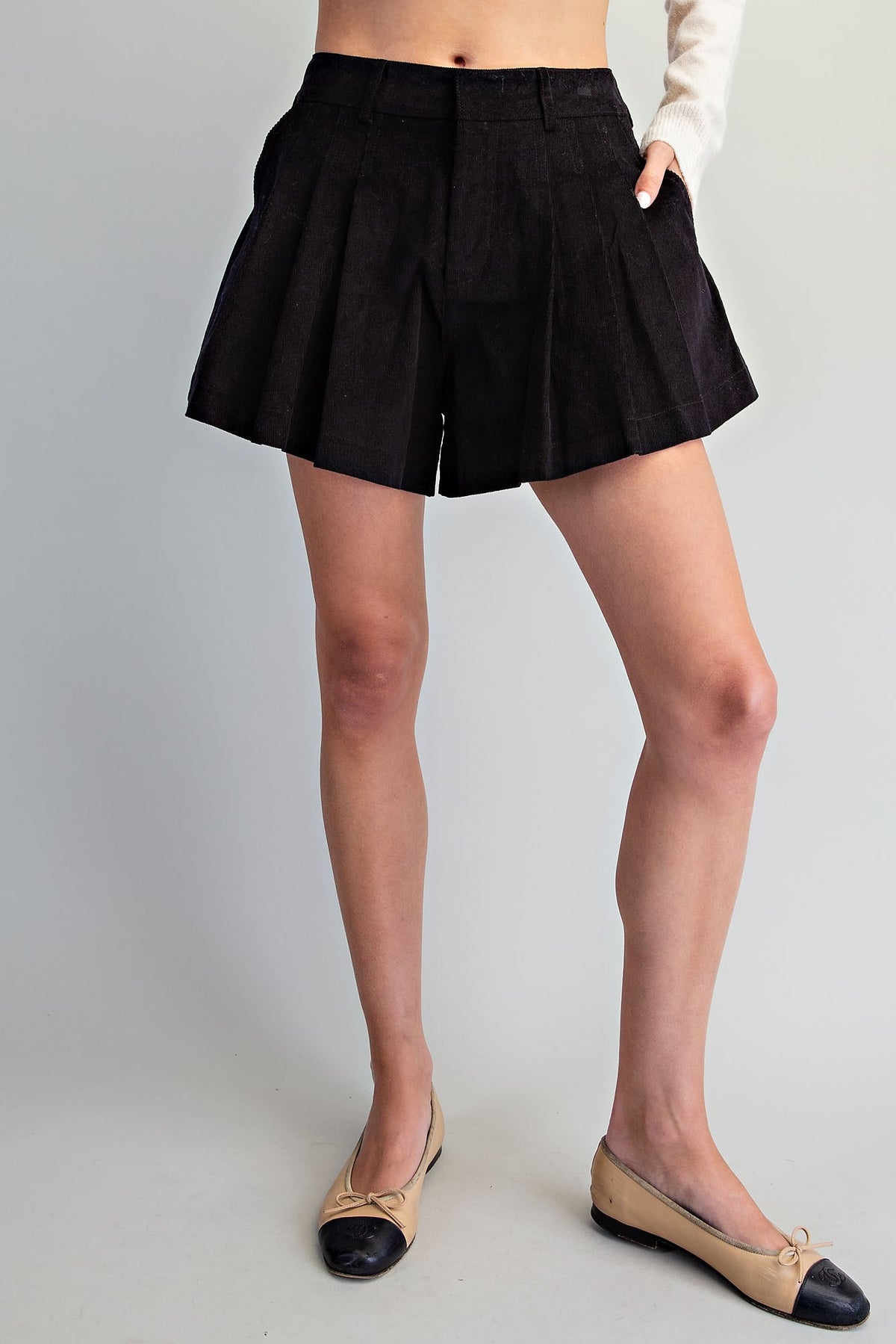 Pleated Corduroy Shorts