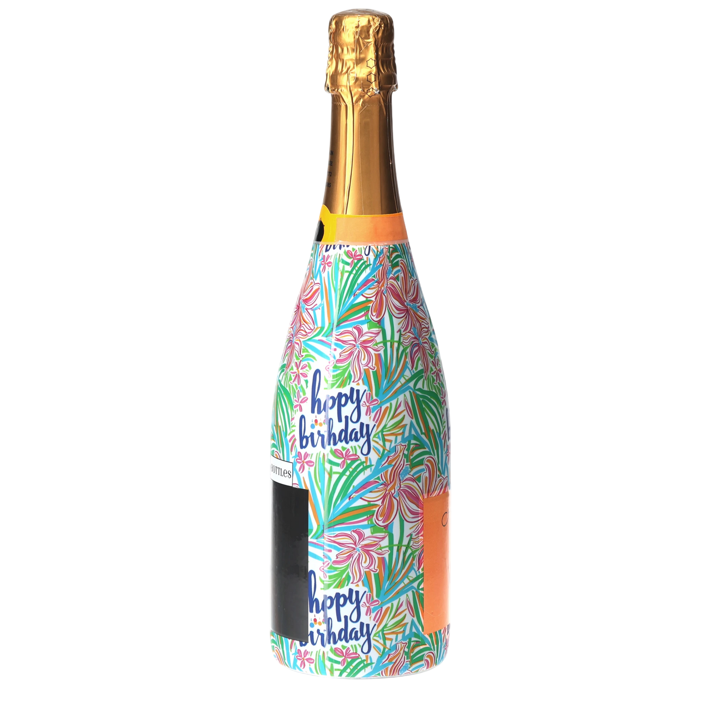 Happy Birthday Floral Champagne Bottle Wrap