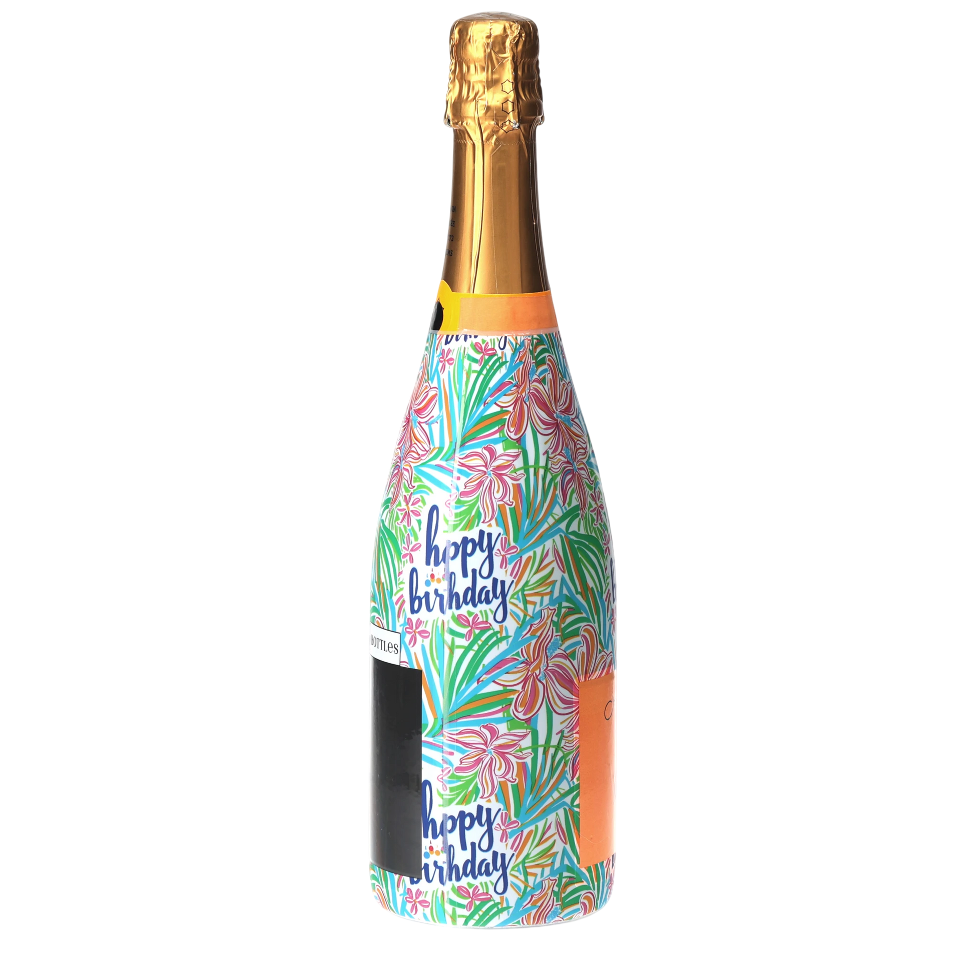 Happy Birthday Floral Champagne Bottle Wrap