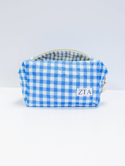 Gingham Quilted Makeup Bag