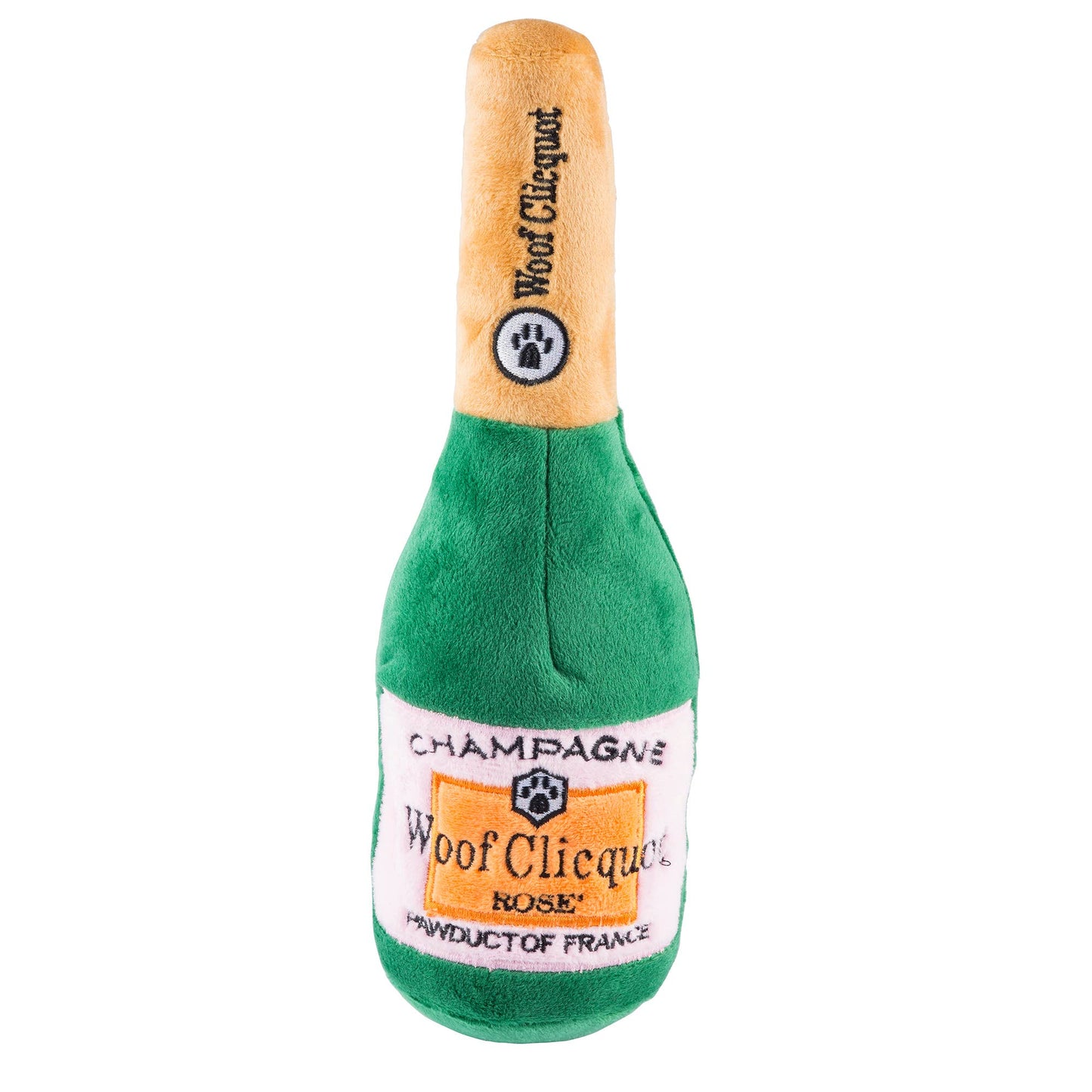 Woof Clicquot Rose' Champagne Bottle Squeaker Dog Toy