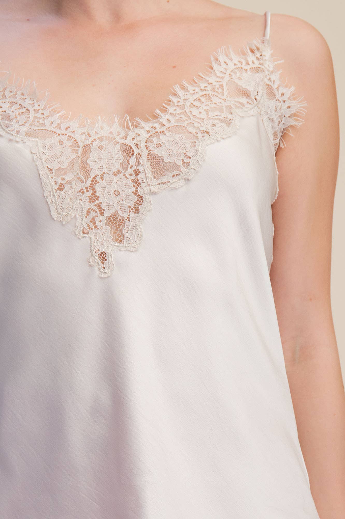 V-Neckline Lace Satin Cami Top