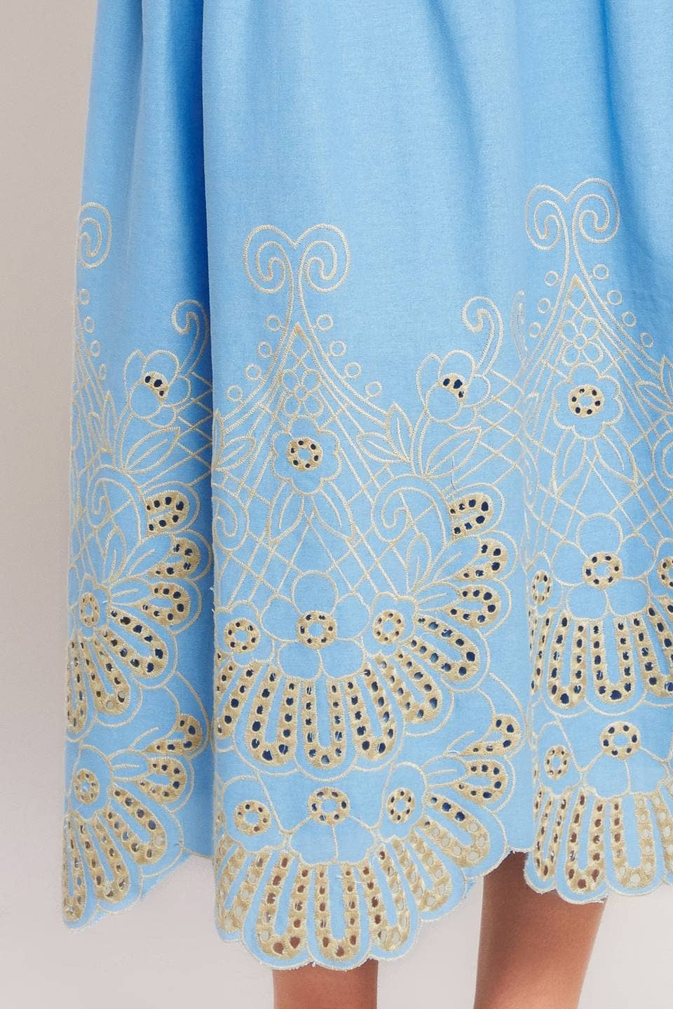 solid woven eyelet midi skirt - IK7763T