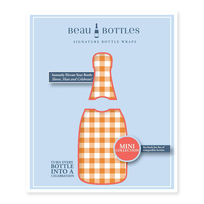 Orange & White Gingham Mini Prosecco Wraps (Set of 3)