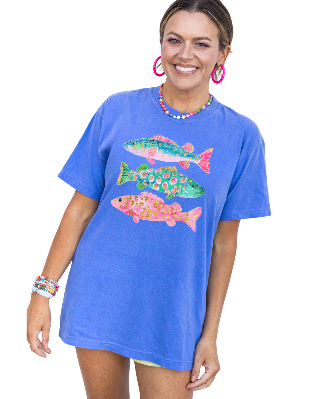 Rainbow fish Comfort Colors Boxy Crop Tshirt