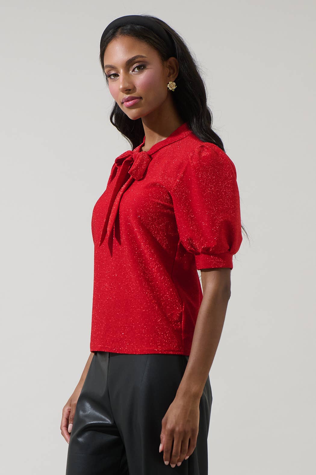 Lisette Shimmer Bow Tie Top