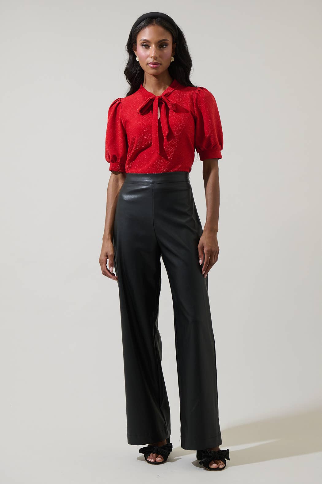 Lisette Shimmer Bow Tie Top