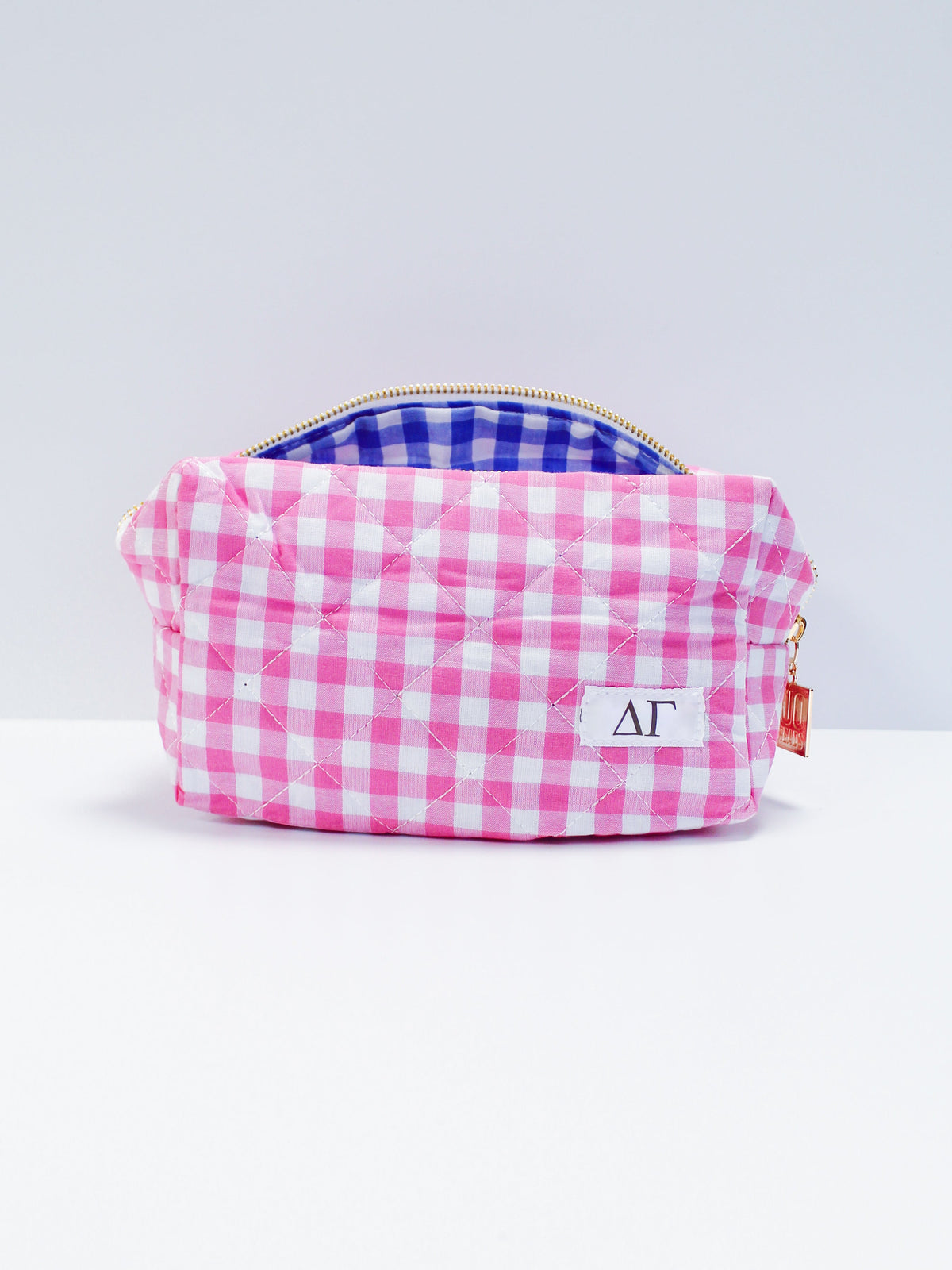 Gingham Quilted Makeup Bag