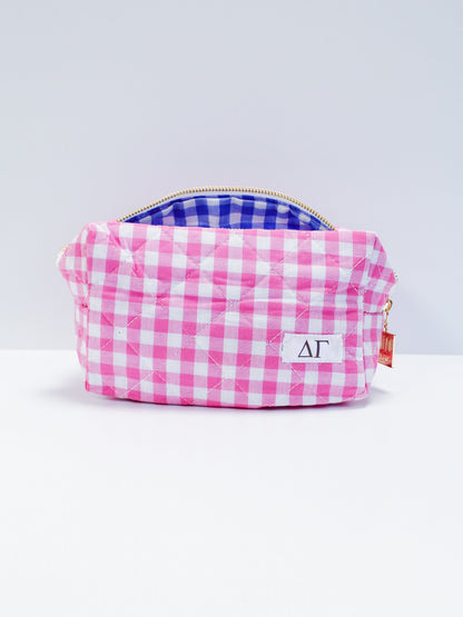 Gingham Quilted Makeup Bag
