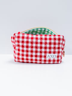 Gingham Quilted Makeup Bag