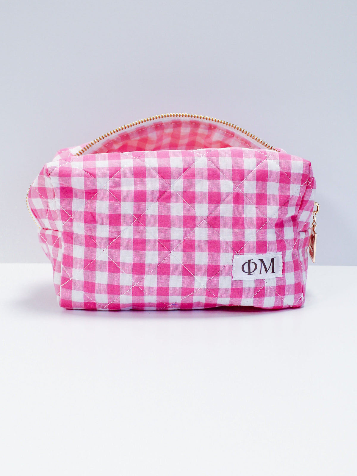 Gingham Quilted Makeup Bag
