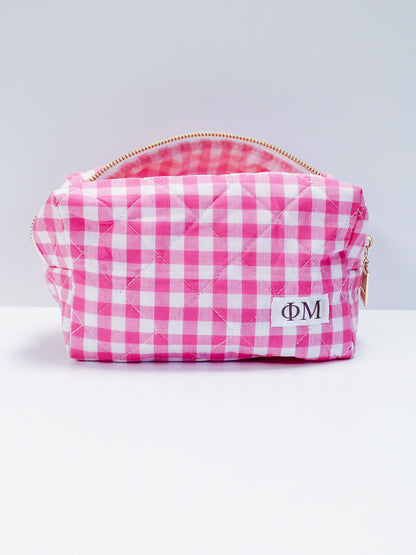 Gingham Quilted Makeup Bag