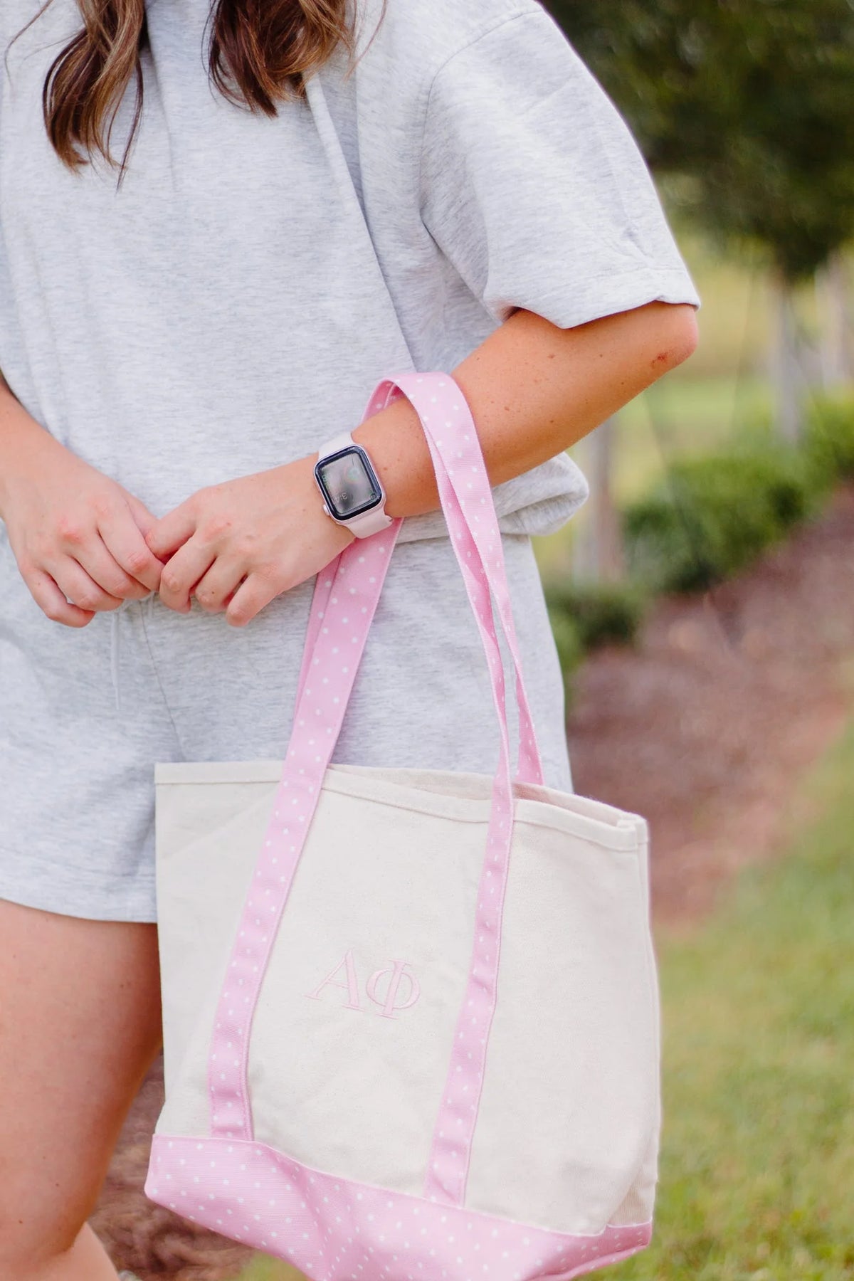 Rush Greek Gifts: Canvas Polka Dot Tote Bag