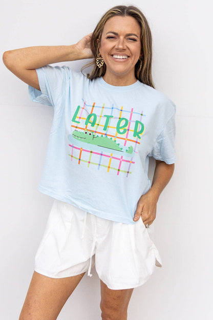 Lator Gator Rainbow Plaid Tshirt - Chambray