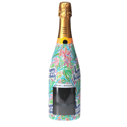 Happy Birthday Floral Champagne Bottle Wrap