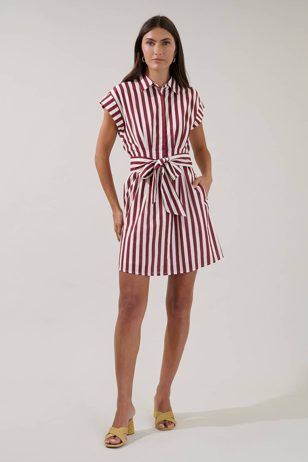 Samera Button Up Mini Dress Lasha Stripe