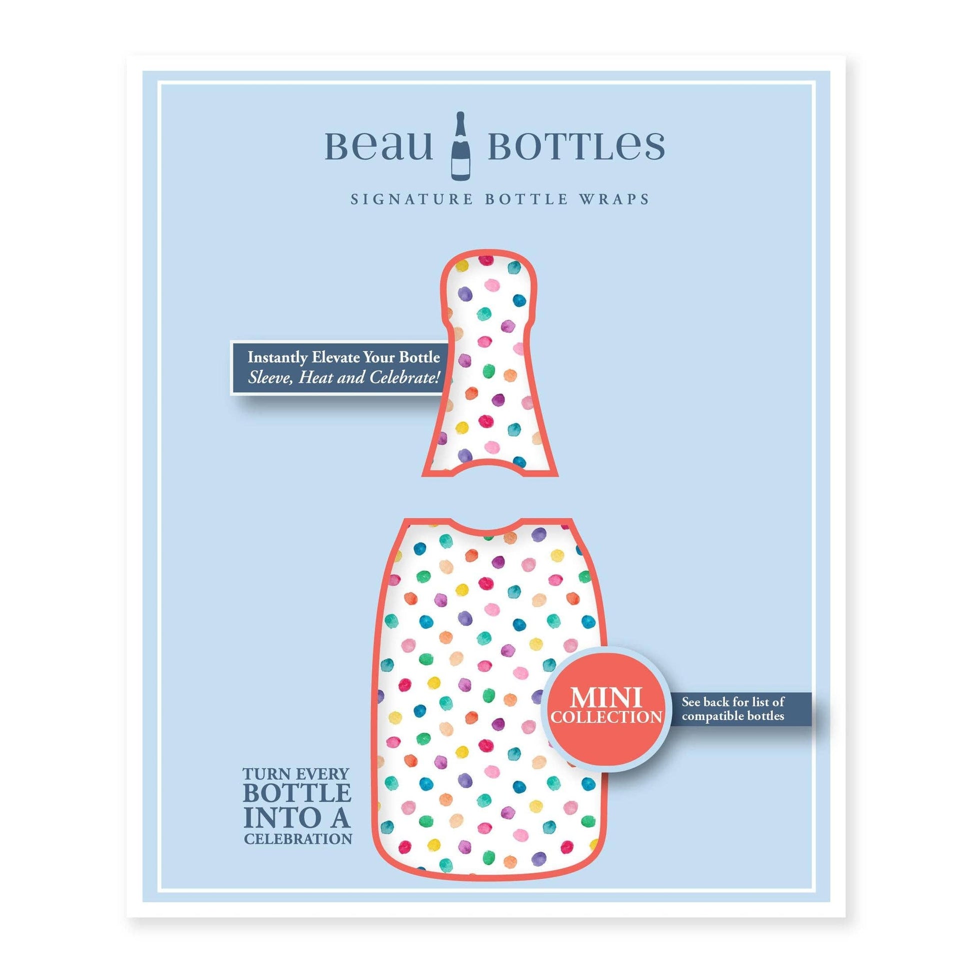 Beau Bottles Colorful Dots - MINI Prosecco Collection - Set of 3 (Wraps Only)