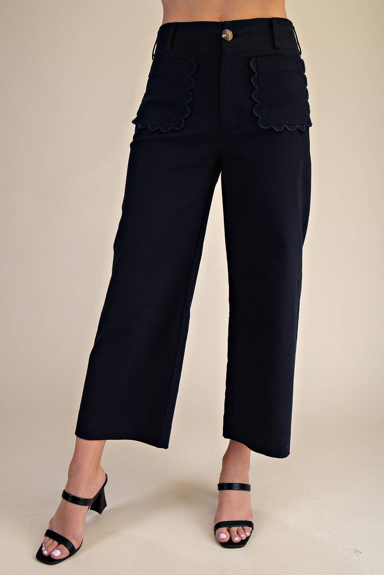 Colette Wide-Leg Scallop Pocket Pants - Reorder Friendly