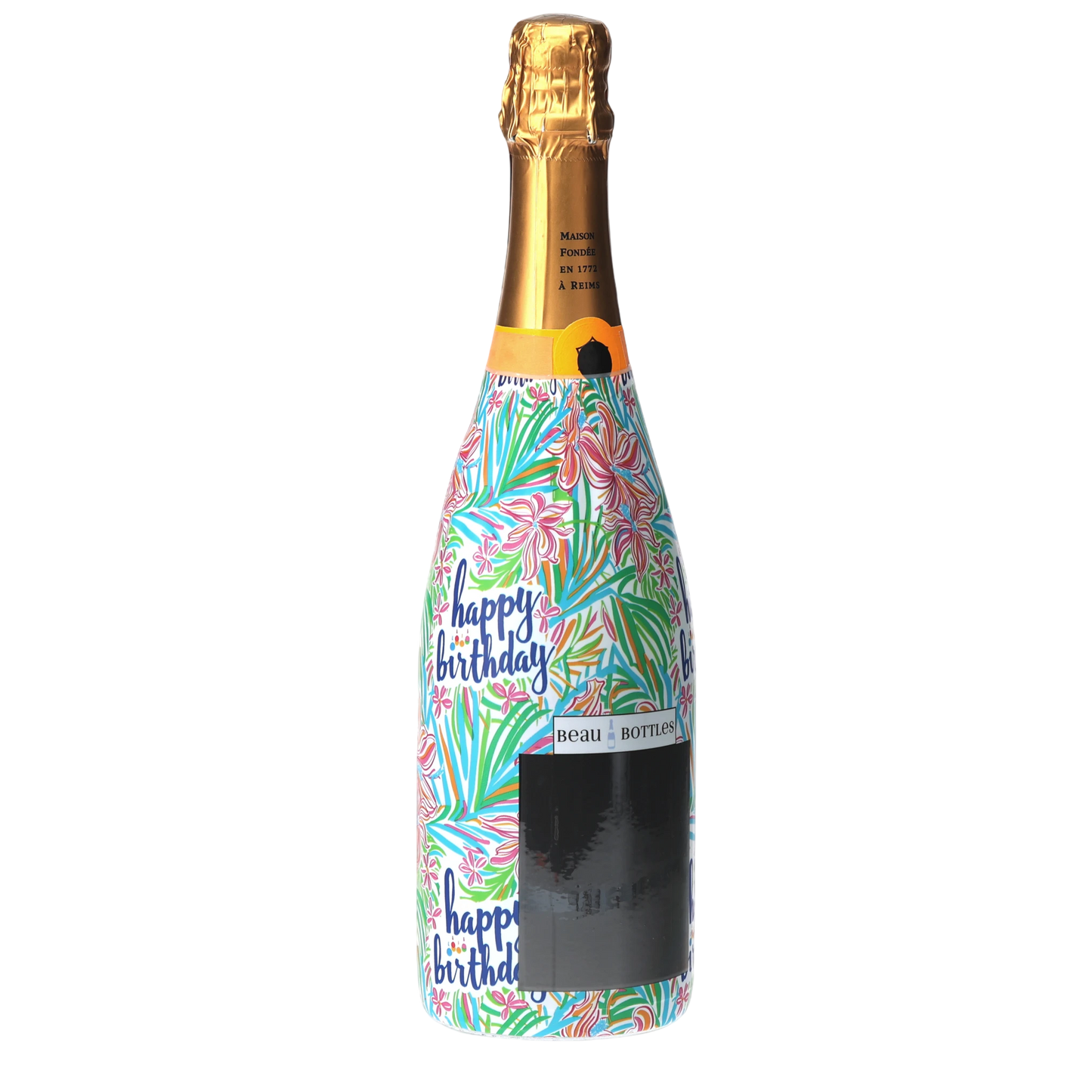 Happy Birthday Floral Champagne Bottle Wrap