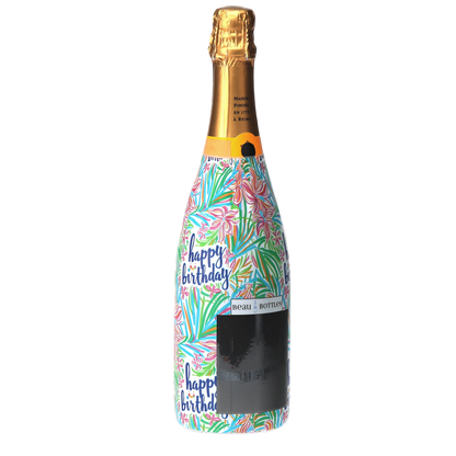 Happy Birthday Floral Champagne Bottle Wrap