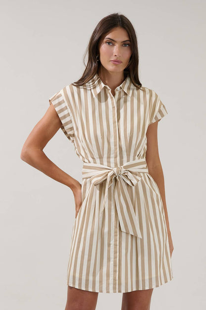 Samera Button Up Mini Dress Lasha Stripe