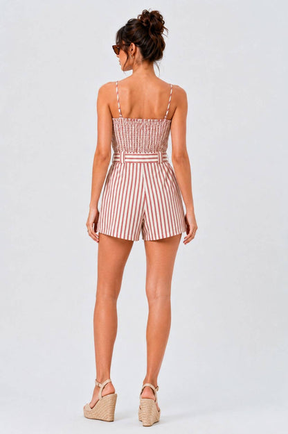 CR11893-1 - STRIPED ROMPER W/ BELT