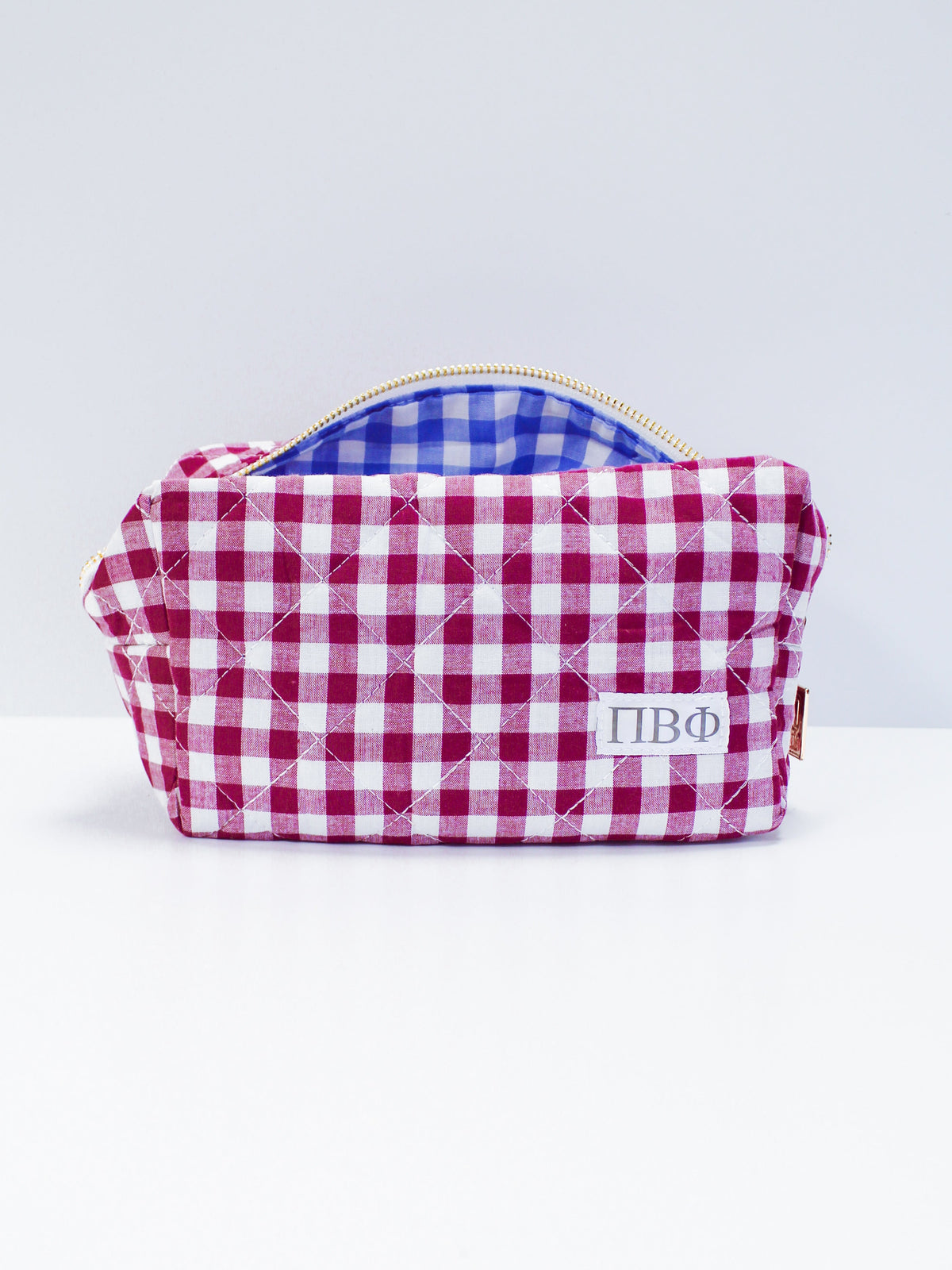 Gingham Quilted Makeup Bag