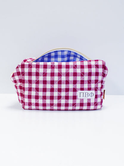 Gingham Quilted Makeup Bag
