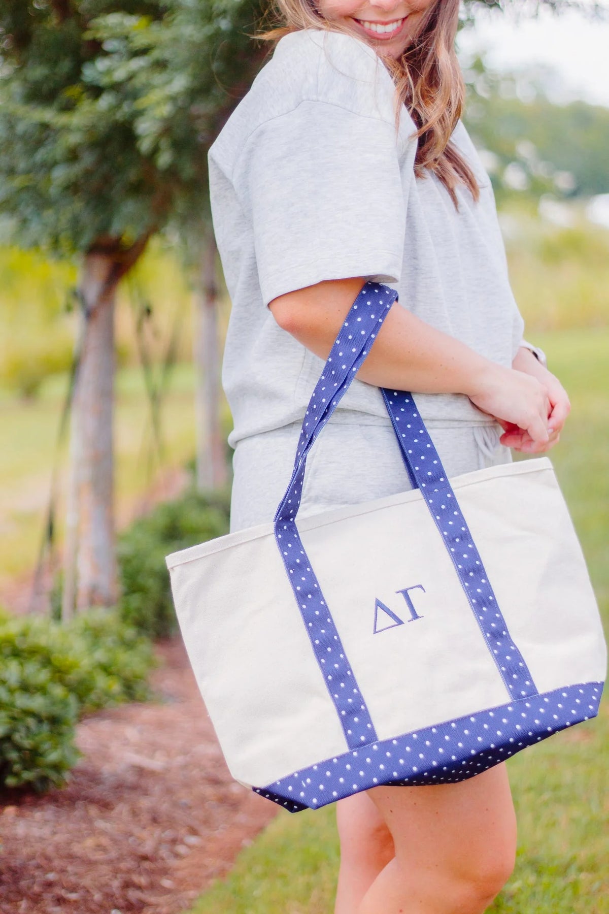 Rush Greek Gifts: Canvas Polka Dot Tote Bag