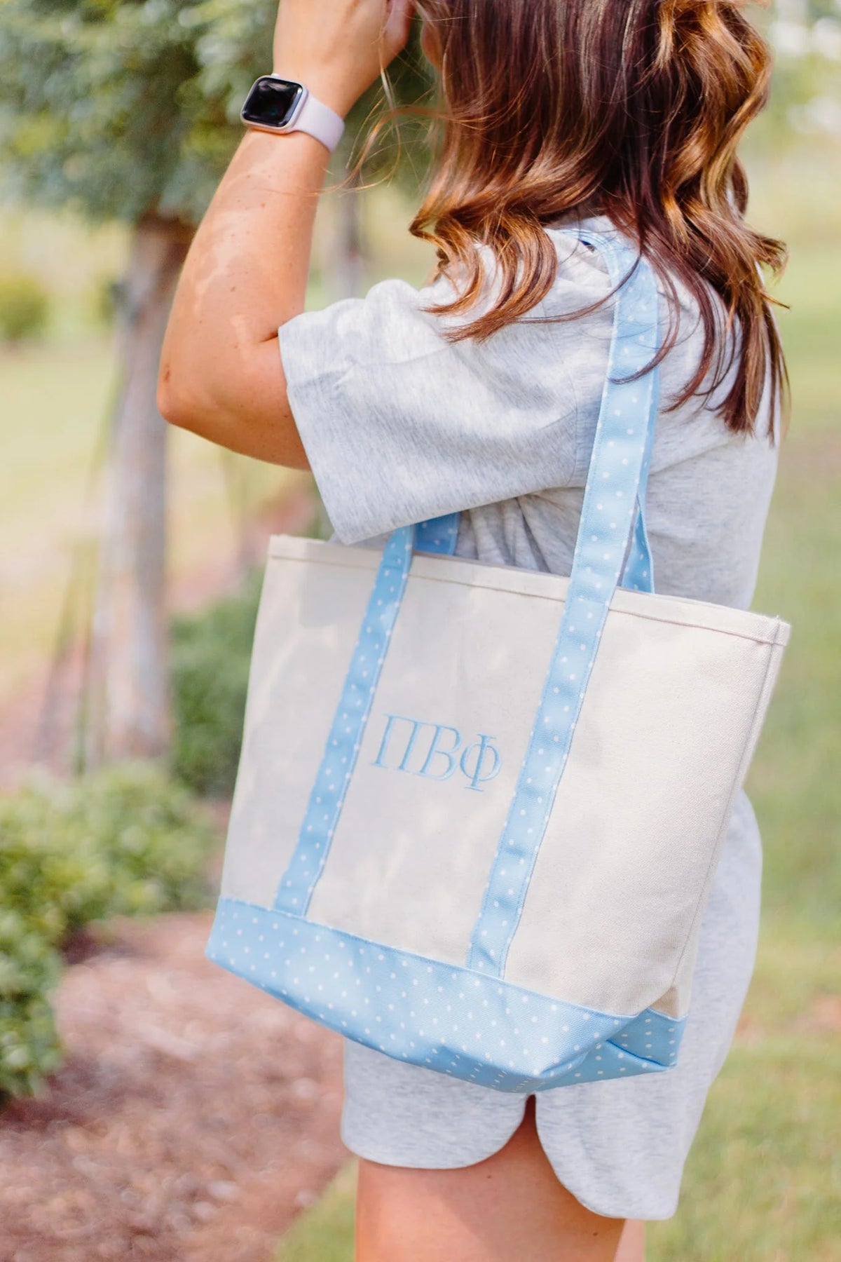 Rush Greek Gifts: Canvas Polka Dot Tote Bag