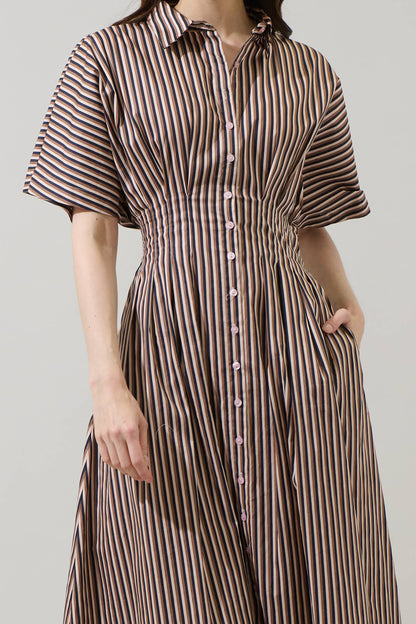 Wilderra Pleated Midi Dress Tiramisu