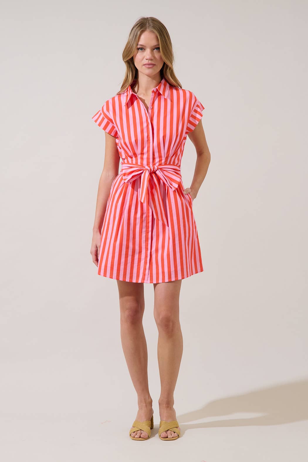 Samera Button Up Mini Dress Lasha Stripe
