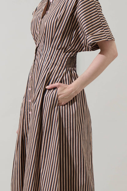 Wilderra Pleated Midi Dress Tiramisu
